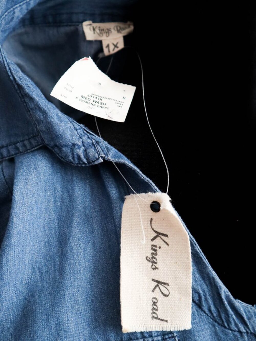 Kings Road Zip Up Chambray Denim Midi Dress Knee Length Plus Size 1x Boho - Picture 8 of 8